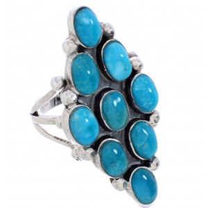 Genuine Sterling Silver And Turquoise Ring Size 5-1/2 WX36710