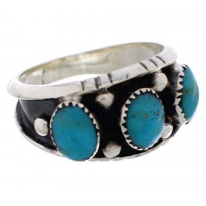 Southwestern Sterling Silver Turquoise Ring Size 6-3/4 WX36847