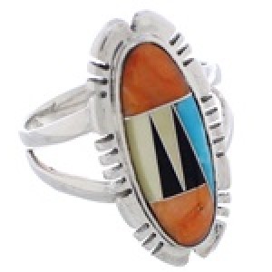 Multicolor Silver Southwestern Jewelry Ring Size 7-3/4 EX21931