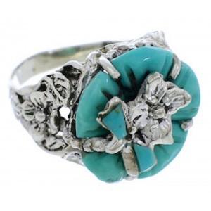 Turquoise Flower Dragonfly Silver Southwestern Ring Size 5-3/4 YX89598