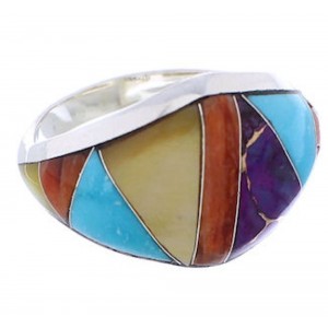 Multicolor Inlay Jewelry Sterling Silver Southwest Ring Size EX22446