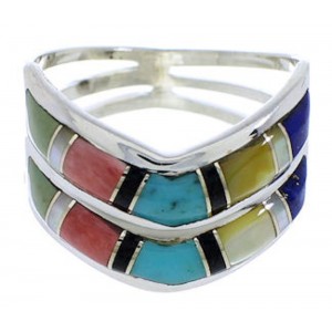 Genuine Sterling Silver Multicolor Southwest Ring Size 7-1/2 VX58481