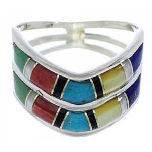 Southwest Multicolor Sterling Silver Ring Size 8-1/4 VX58579