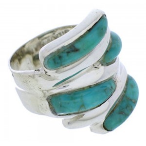 Silver Turquoise Inlay Ring Size 5-3/4 FX21938