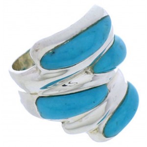 Southwest Silver Turquoise Ring Size 7-3/4 FX21959