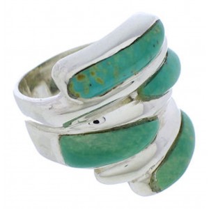 Silver Southwest Turquoise Inlay Ring Size 5-1/4 FX22001