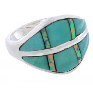 Southwest Turquoise Opal Silver Jewelry Ring Size 6-3/4 MX23335