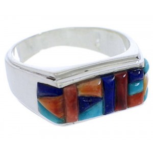 Multicolor Southwestern Jewelry Silver Ring Size 12-1/2 EX22197