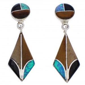 Multicolor Tiger Eye Silver Jewelry Post Dangle Earrings MX21923