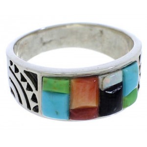 Sterling Silver Multicolor Turquoise Ring Size 5-3/4 VX36200