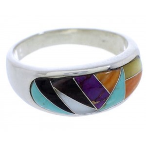 Turquoise Multicolor Sterling Silver Jewelry Ring Size 6-3/4 DS38108