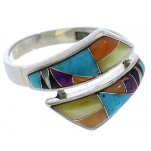 Multicolor Inlay Sterling Silver Ring Size 6-3/4 VX36353