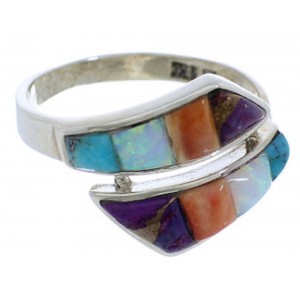 Sterling Silver Multicolor Opal Inlay Ring Size 7-1/2 VX36352