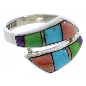 Multicolor Turquoise Inlay Jewelry Ring Size 6-1/2 VX36398