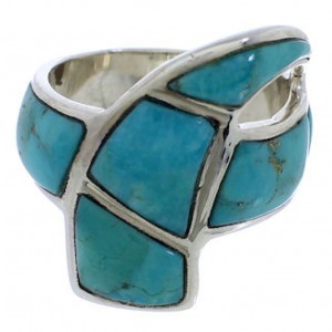 Southwest Turquoise Inlay Ring Size 5-1/4 VX36460