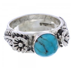 Sterling Silver Turquoise Southwestern Flower Ring Size 5 TX26899