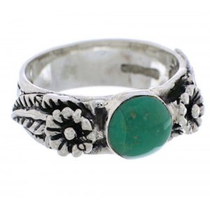 Southwestern Jewelry Silver Turquoise Flower Ring Size 6-1/4 TX28007