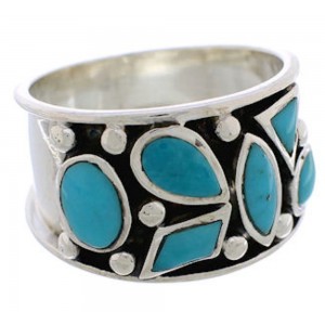 Genuine Sterling Silver Southwestern Turquoise Ring Size 7-3/4 TX28156