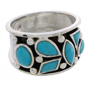 Southwestern Sterling Silver Jewelry Turquoise Ring Size 7-1/2 TX28273