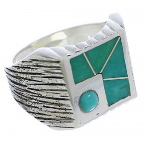 Southwestern Sterling Silver And Turquoise Ring Size 9-1/2 UX33223