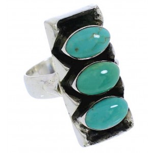 Silver And Turquoise Southwestern Ring Size 5 UX33291
