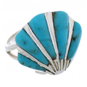 Southwest Silver Turquoise Seashell Ring Size 4-3/4 FX22323