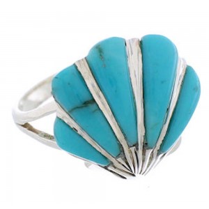 Seashell Jewelry Genuine Silver Turquoise Ring Size 4-3/4 FX22336