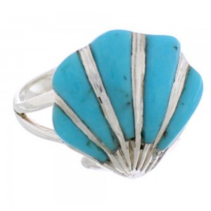 Silver Seashell Southwest Jewelry Turquoise Ring Size 5-1/2 FX22341