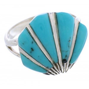 Turquoise Southwest Seashell Sterling Silver Ring Size 6-1/2 FX22361