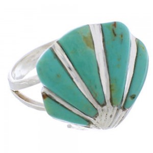 Sterling Silver Jewelry Seashell Turquoise Ring Size 5-3/4 FX22371