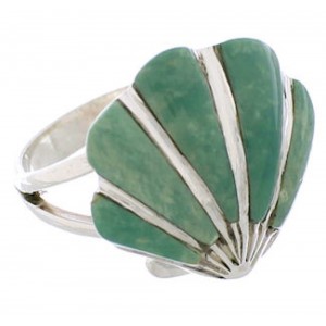 Southwest Turquoise Inlay Silver Seashell Ring Size 4-3/4 FX22380