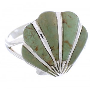 Seashell Sterling Silver Turquoise Inlay Ring Size 6 FX22384