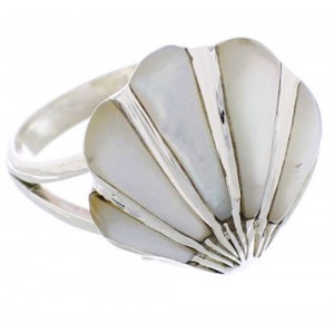 Mother Of Pearl Seashell Silver Ring Size 5-1/2 FX22300