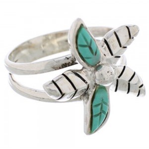 Silver Flower Turquoise Ring Size 7-1/4 FX22251