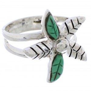 Silver Southwest Flower Turquoise Ring Size 6-1/2 FX22253