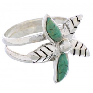Flower Turquoise Authentic Silver Ring Size 5-1/4 FX22282