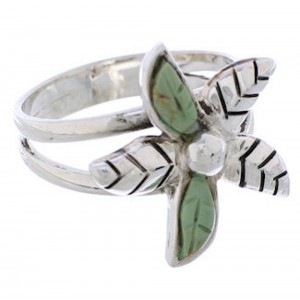 Silver Jewelry Turquoise Southwest Flower Ring Size 6-1/2 FX22296