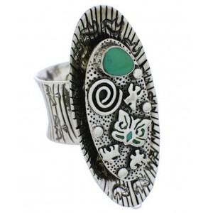 Silver Southwest Turquoise Bear Butterfly Ring Size 8-1/2 PX41338