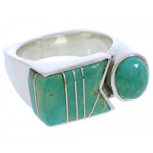 Southwestern Sterling Silver Turquoise Ring Size 5-1/4 UX39667