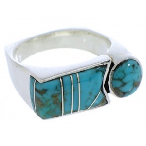 Southwestern Sterling Silver Turquoise Ring Size 6-1/2 UX39826