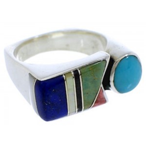 Southwestern Sterling Silver Multicolor Ring Size 6-1/4 UX39891