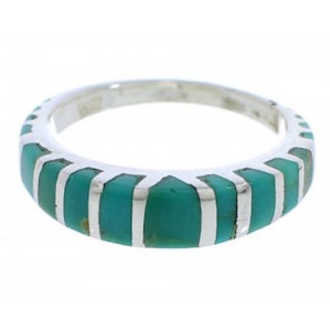 Silver And Turquoise Southwest Inlay Ring Size 4-3/4 UX42489