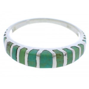 Silver And Turquoise Southwest Inlay Ring Size 8-1/4 UX42508