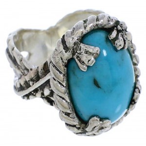 Sterling Silver And Southwestern Turquoise Ring Size 7-1/4 FX22799