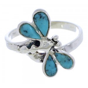 Sterling Silver Turquoise Inlay Dragonfly Ring Size 4-3/4 FX22634