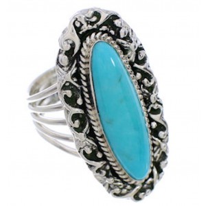 Sterling Silver Jewelry Turquoise Ring Size 5-3/4 UX34471