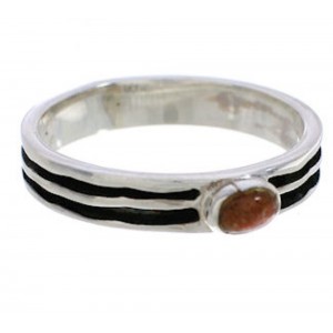 Silver Apple Coral Southwest Stackable Ring Size 5 UX34612