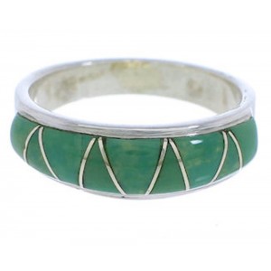 Southwestern Sterling Silver Turquoise Inlay Ring Size 4-3/4 UX36850