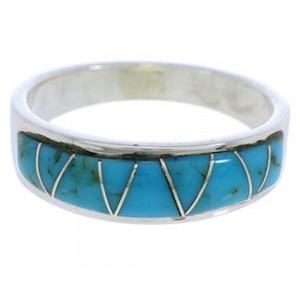 Silver And Turquoise Inlay Southwest Ring Size 7-1/4 UX36916