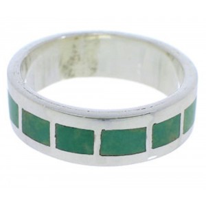 Sterling Silver And Turquoise Inlay Jewelry Ring Size 7-3/4 UX37489